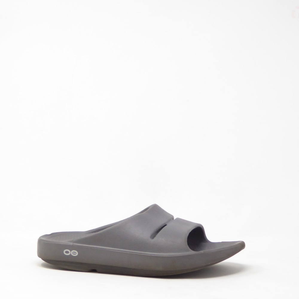 OOFOS Women OOahh Slide Sandals Gray OOfoam Recovery Comfort Size 7